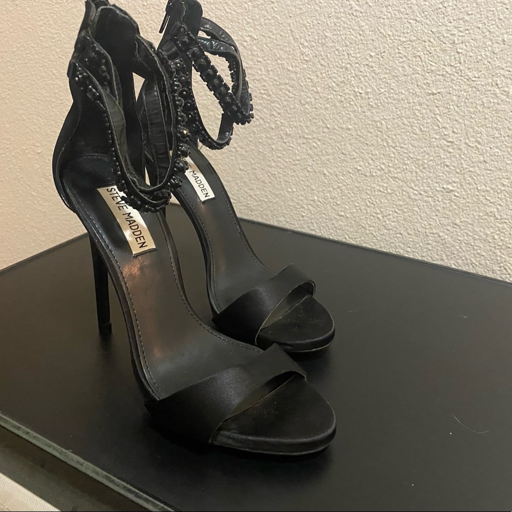 Steve Madden beaded ankle strap stilettos